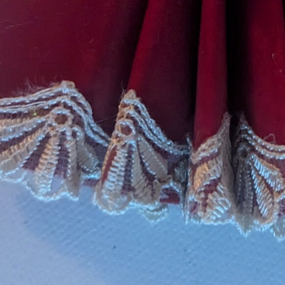 Vintage 1980's Ornament Kurt Adler Cranberry Fan Floral Christmas Tree Holiday - Picture 5 of 8